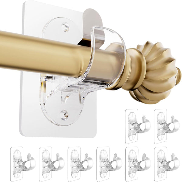 8 Pack Self Adhesive Curtain Rod Holders No Screw Nail Free